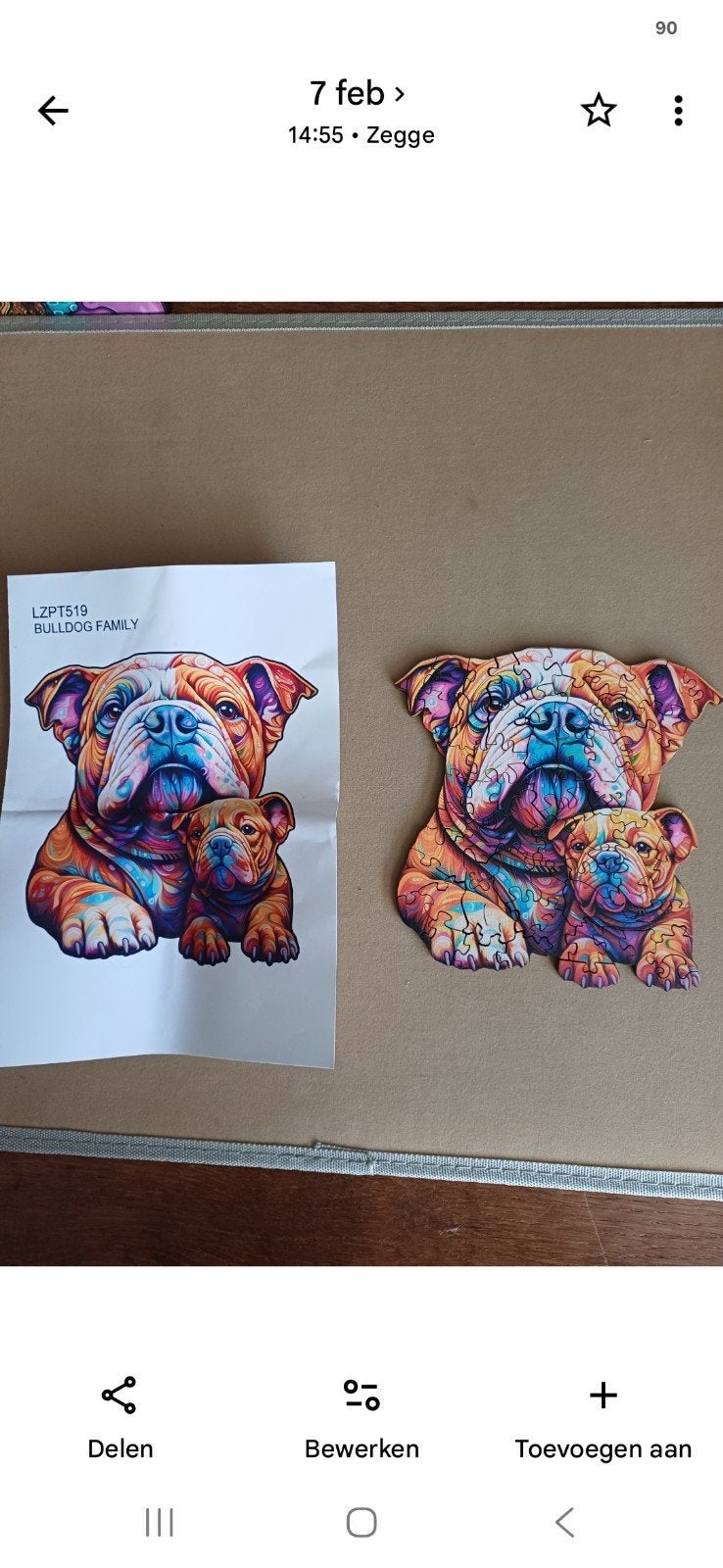 Houten Puzzel Bulldog Familie - Maat M, Ophalen of Verzenden, Gebruikt, Legpuzzel