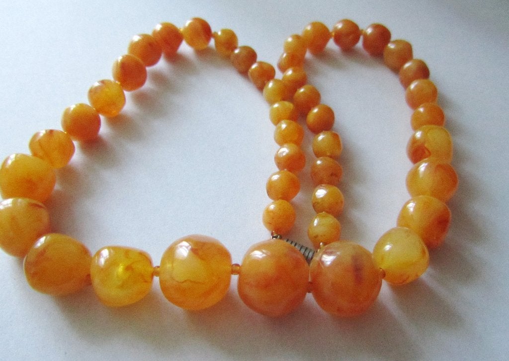 Prachtige Antieke Amber Barnsteen Naturel ketting,  59 gr, Ophalen, Overige materialen, Ketting, Met edelsteen