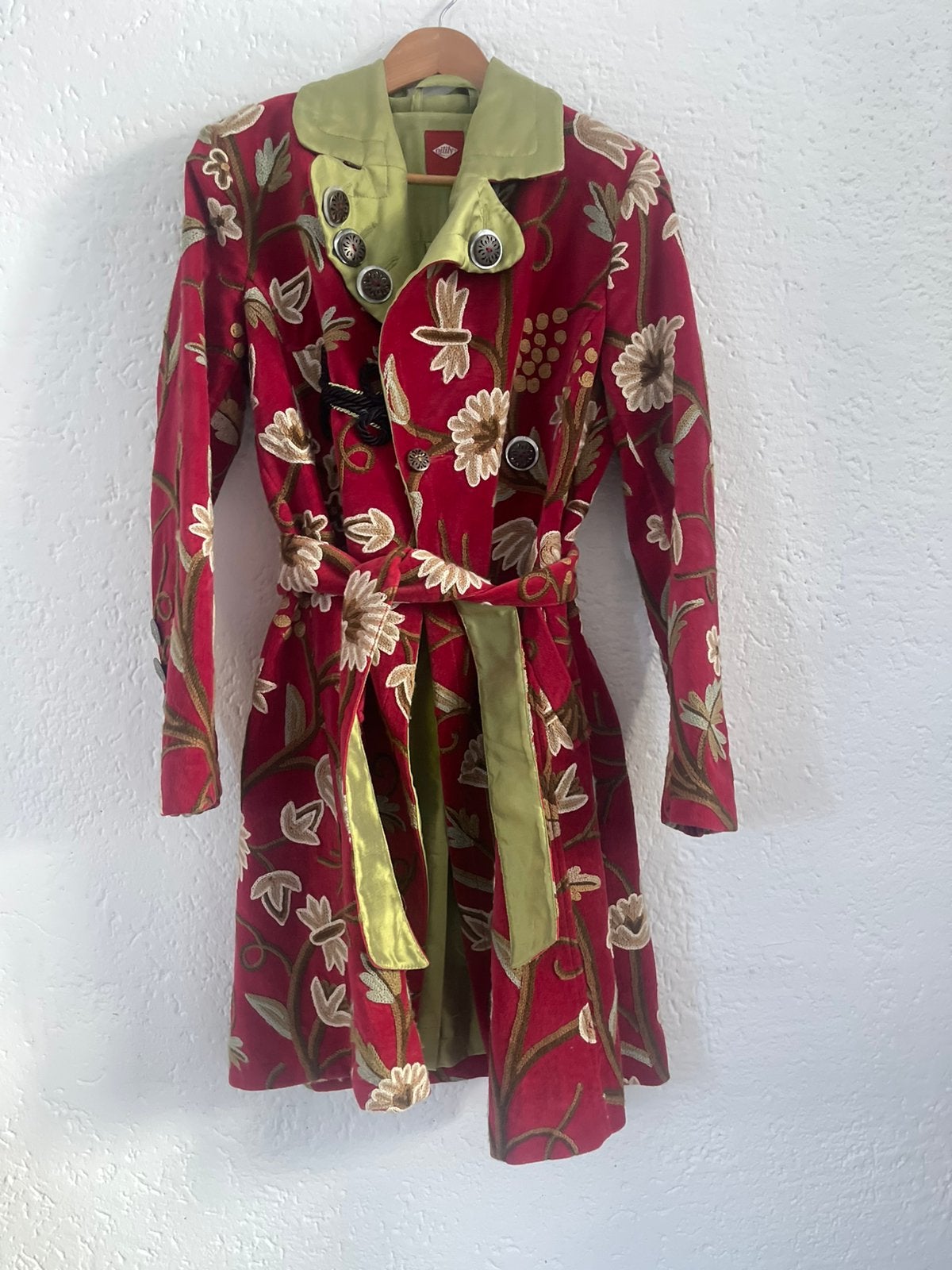 Vintage Oilily fluweel mantel  M L XL, Ophalen of Verzenden, Zo goed als nieuw, Maat 46/48 (XL) of groter, Rood
