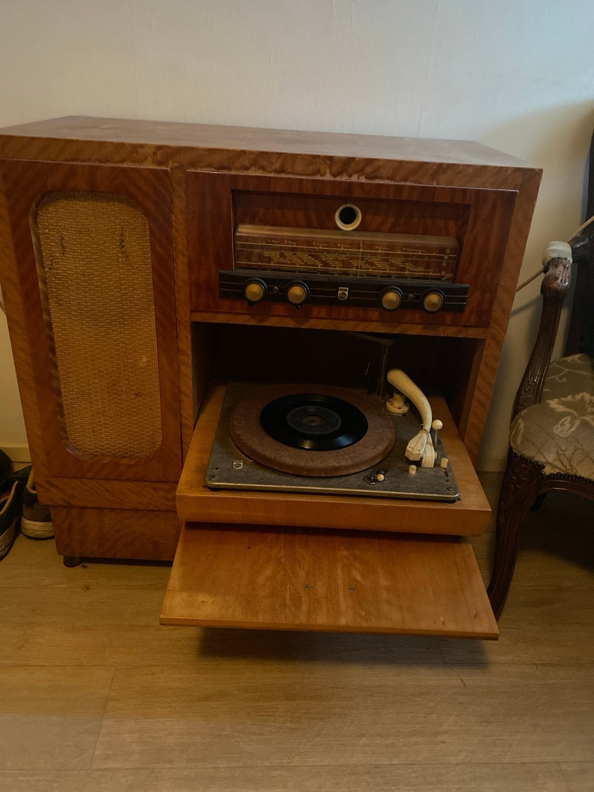 Jaren '50 Philips radio en platenspeler meubel, Ophalen
