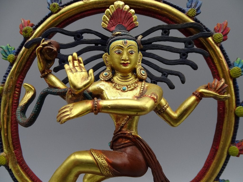 Goldface Rad van Shiva Nataraja uniek zeldzaam koper beeld, Ophalen of Verzenden, Gebruikt, Beeld(je), Hindoeïsme