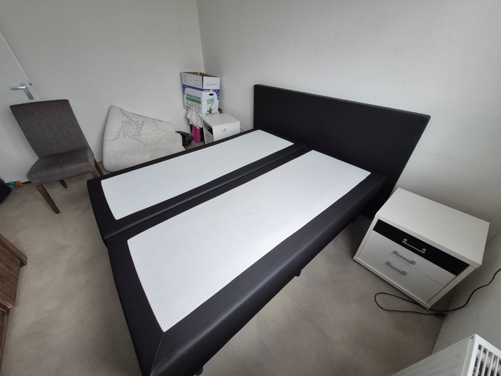 Zwart tweepersoons boxspring bed, Ophalen, Zwart, Tweepersoons, 200 cm