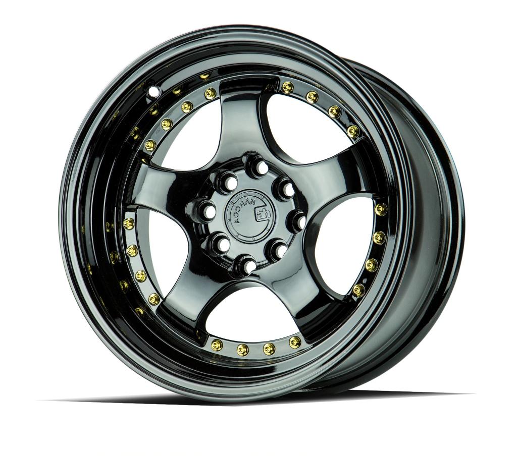 Aodhan AH03 Zwart goud 15 x 8.0J ET20 4x100 4x114.3, Ophalen of Verzenden