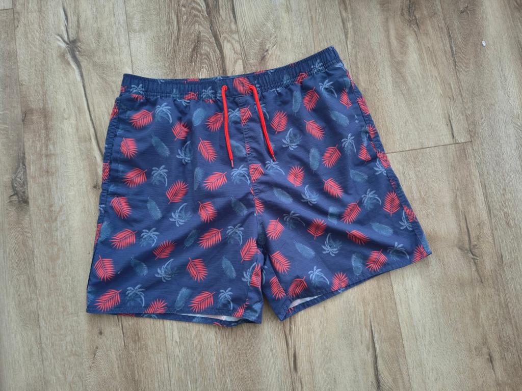 Prachtige blauwe zwembroek, zwemshort met bladeren, maat M., Onb, Ophalen of Verzenden, Onb, Onb