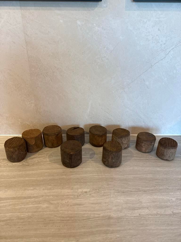Houten ornamenten uit India - set van 10 klossen, Ophalen of Verzenden