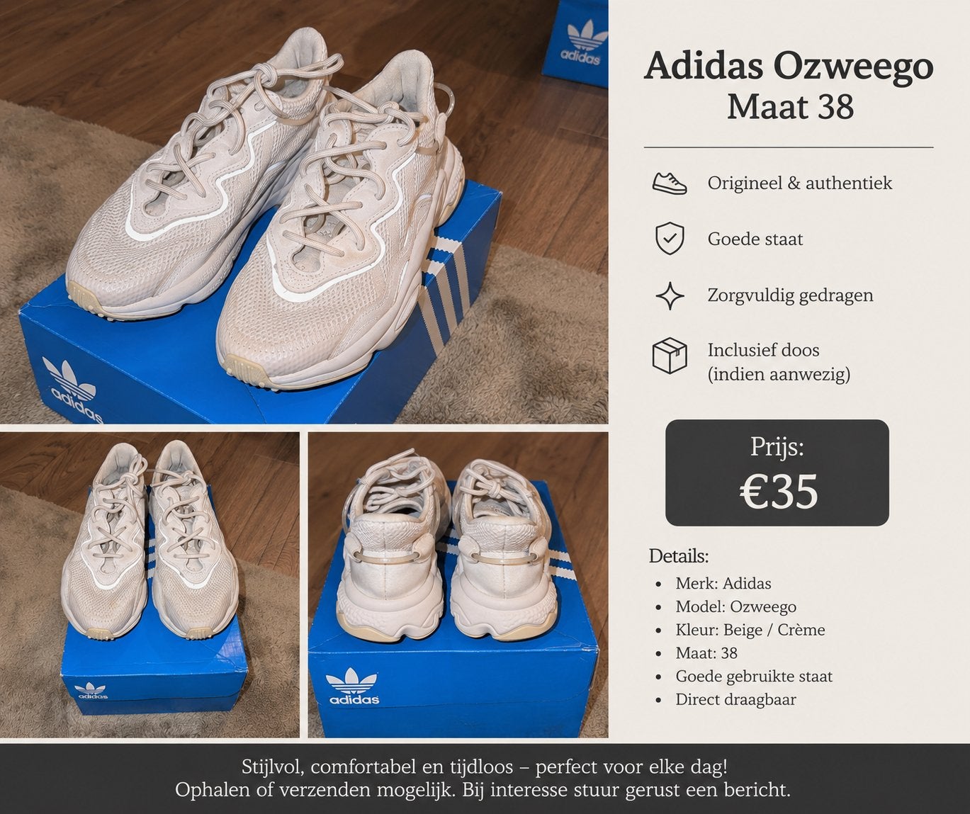 Adidas ozweego, Kleding | Dames, Schoenen, Ophalen of Verzenden, Beige, Sneakers of Gympen