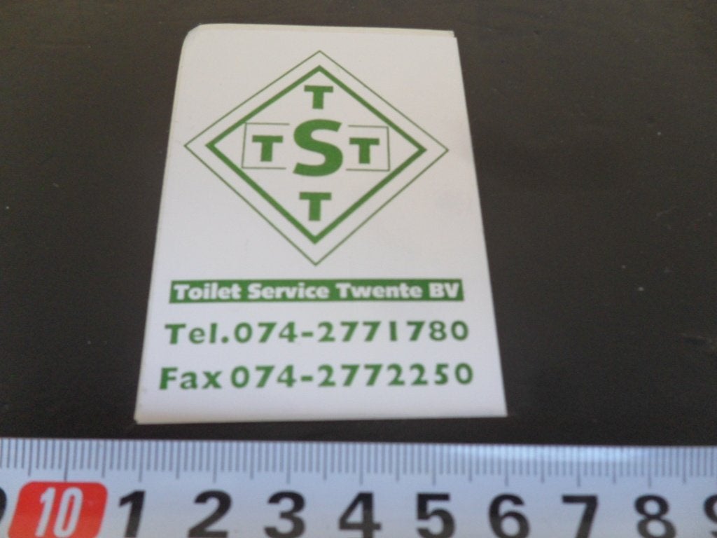 sticker TST Toilet Service Twente bv 074-2771780, Ophalen of Verzenden, Zo goed als nieuw