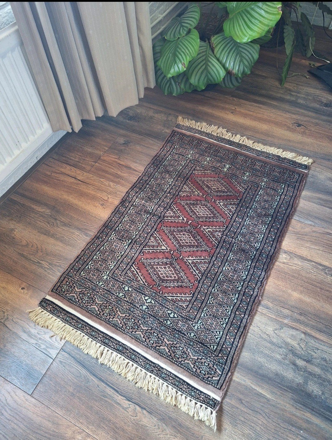 Vintage  Wollen oosters tapijt * ca 105 x 61 cm * TAP071, 50 tot 100 cm, 100 tot 150 cm, Ophalen of Verzenden, Zo goed als nieuw