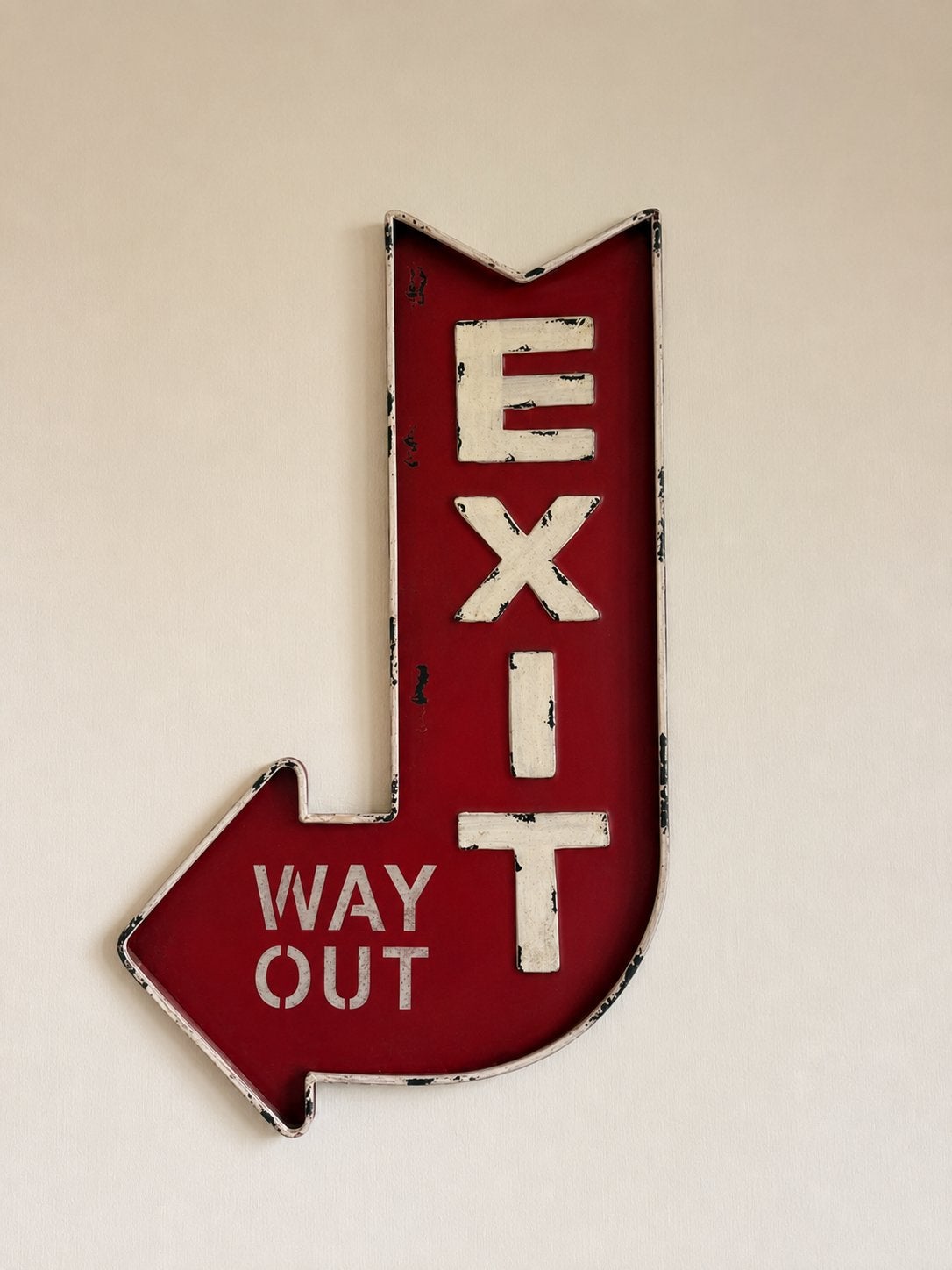 Vintage look metalen wanddecoratie  EXIT Way out, Ophalen of Verzenden, Zo goed als nieuw