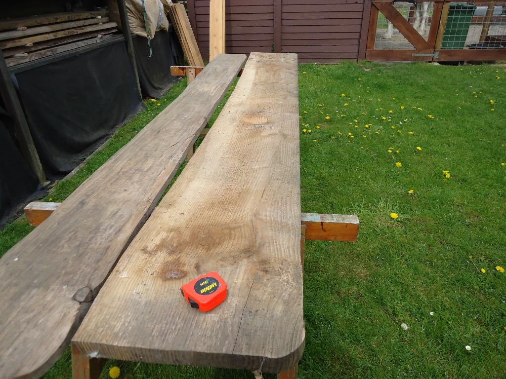 7x larix schaaldelen 4cm dik, Ophalen, 25 tot 50 mm, Zo goed als nieuw, Plank