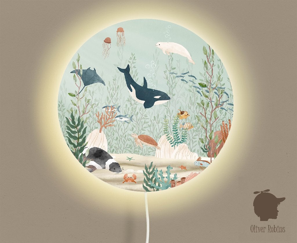 Ronde Wandlamp Onderwaterwereld 35 cm (Ø) Oliver Robins, Kinderen en Baby's, Bi & Li Creaties, Nieuw, Ophalen of Verzenden, Bilicreaties@gmail.com