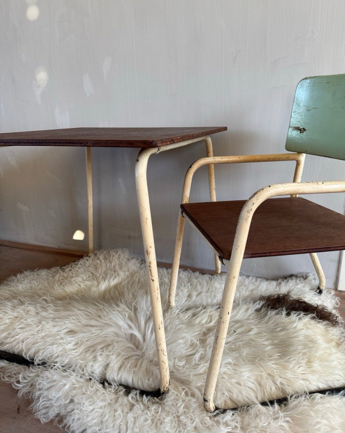 Vintage schooltafel en stoelen set, Ophalen