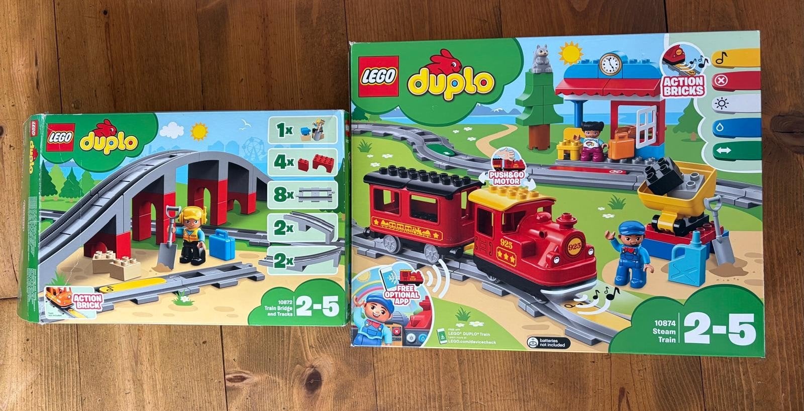 LEGO Duplo Stoomtrein (10874) met spoorbrug (10872), Ophalen of Verzenden, Zo goed als nieuw