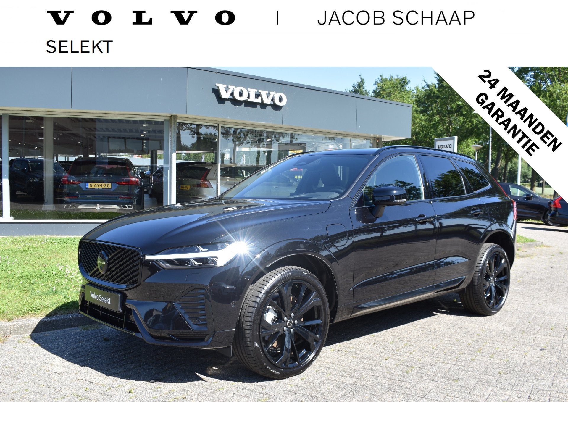 Volvo XC60 T6 350PK Automaat Plug-in hybrid AWD Ultra Black, Auto's, Gebruikt, Zwart, 4 cilinders, 1969 cc