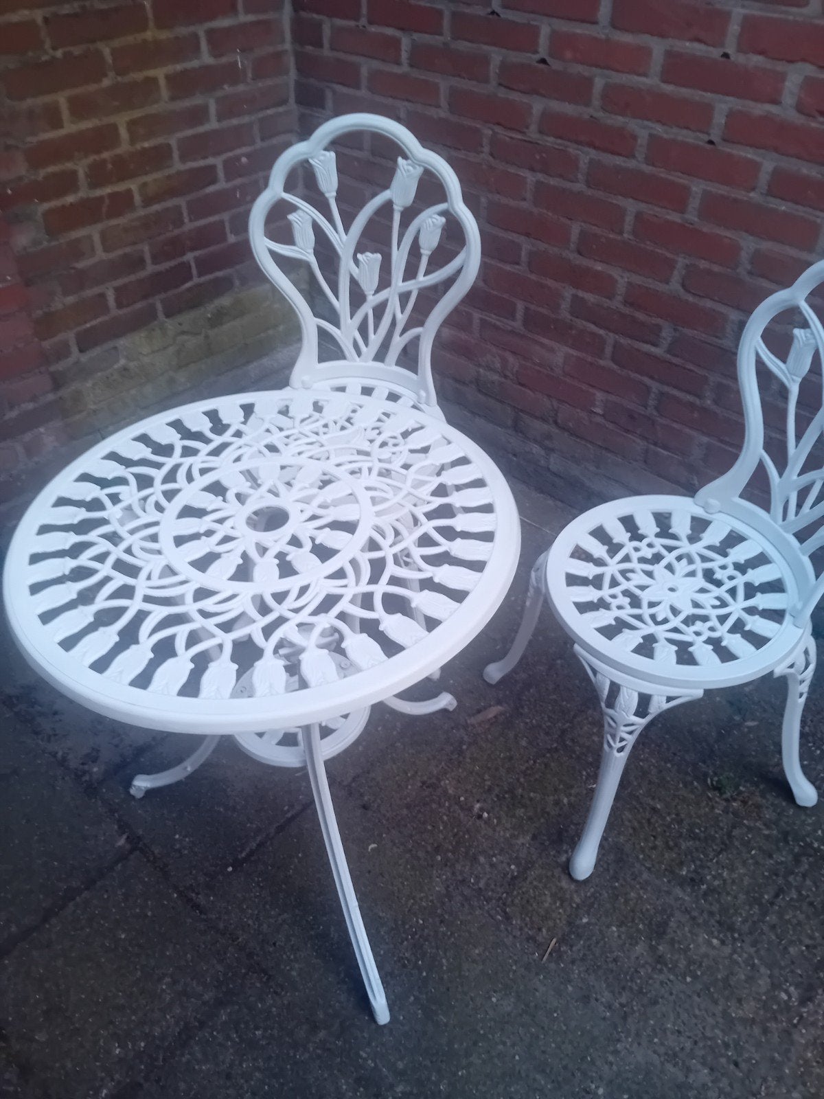 Nostagisch bistro setje, Tuin en Terras, Tuinsets en Loungesets, Ophalen, Aluminium, 2 zitplaatsen
