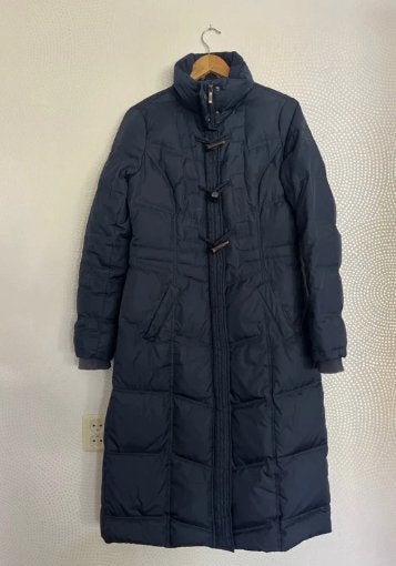 Lange donkerblauwe gewatteerde jas - Esprit 38, Kleding | Dames, Maat 38/40 (M), Blauw, Ophalen of Verzenden, Zo goed als nieuw