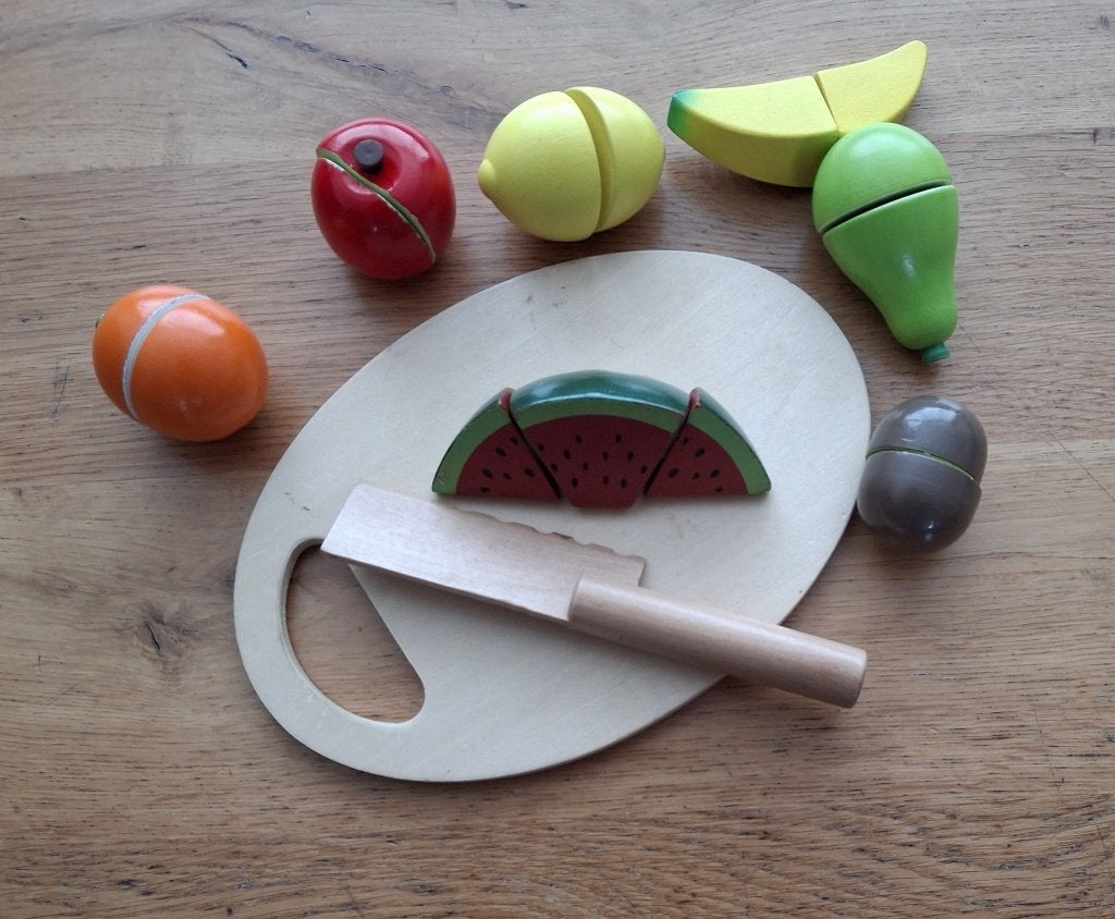 Houten snijfruit met plank en mes, Kinderen en Baby's, Ophalen, Gebruikt
