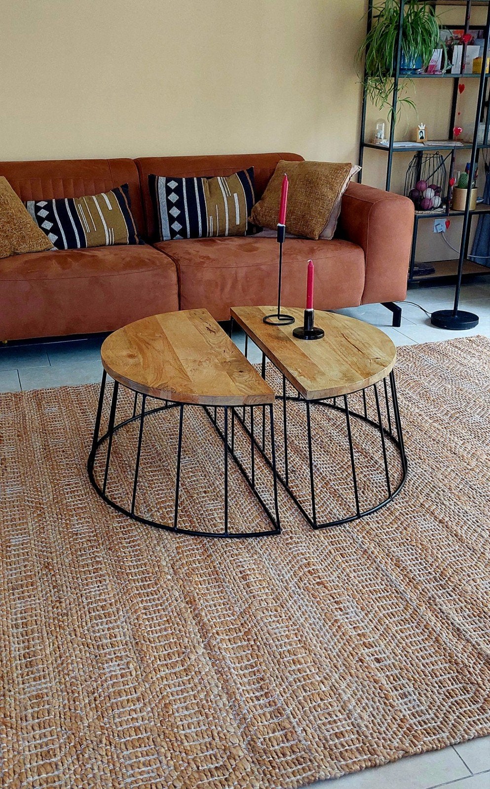Mooie mango salontafel, Ophalen, 50 tot 100 cm, Rond, 50 tot 100 cm