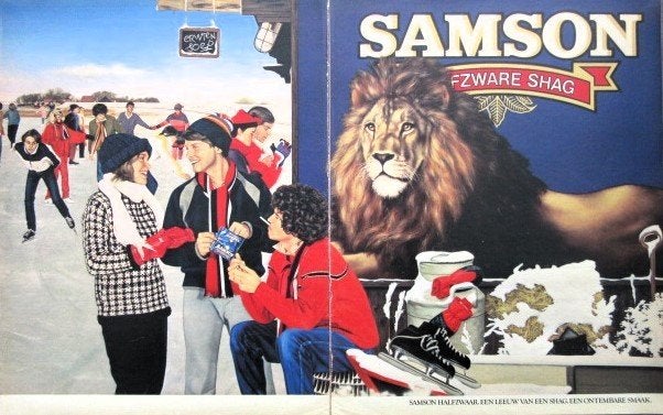 17 vintage advertenties reclames Samson shag 1960-98 tabak, Ophalen of Verzenden, Gebruikt, Sigarenbandjes