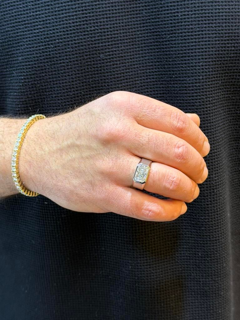 14KT Goud- Herenring - 4ct Labdiamant- 8.3 Gram - Mannenring, Sieraden, Tassen en Uiterlijk, Ringen, Ophalen, Nieuw, Goud, Heer