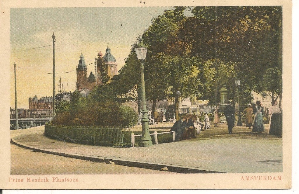 Oude ansichtkaart Prins Hendrik Plantsoen Amsterdam, Ophalen of Verzenden, Voor 1920, Gelopen, Noord-Holland