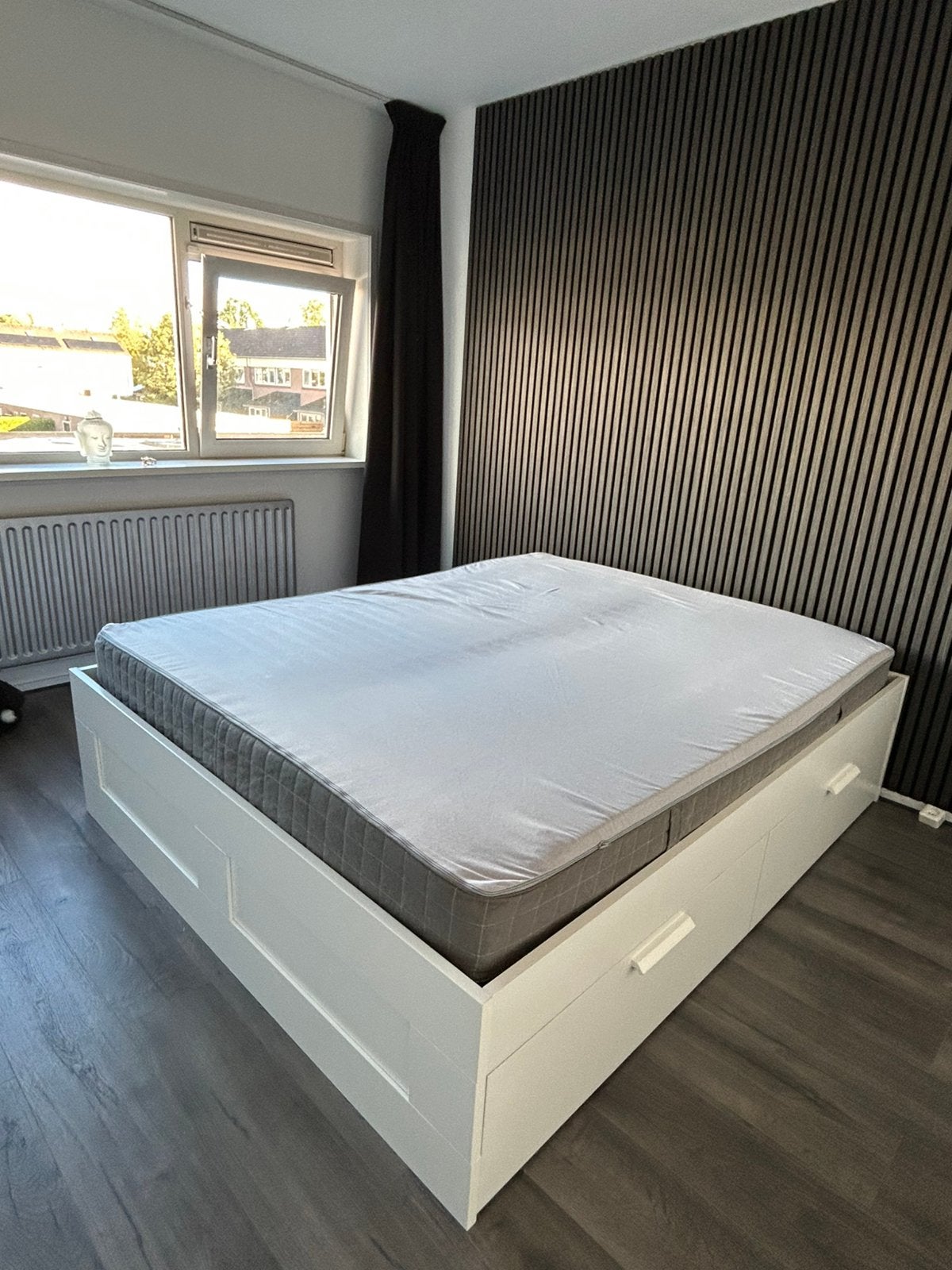 BRIMNES 2 persoonsbed 1.60x2.00cm wit, Ophalen, Wit, Modern strak, Tweepersoons