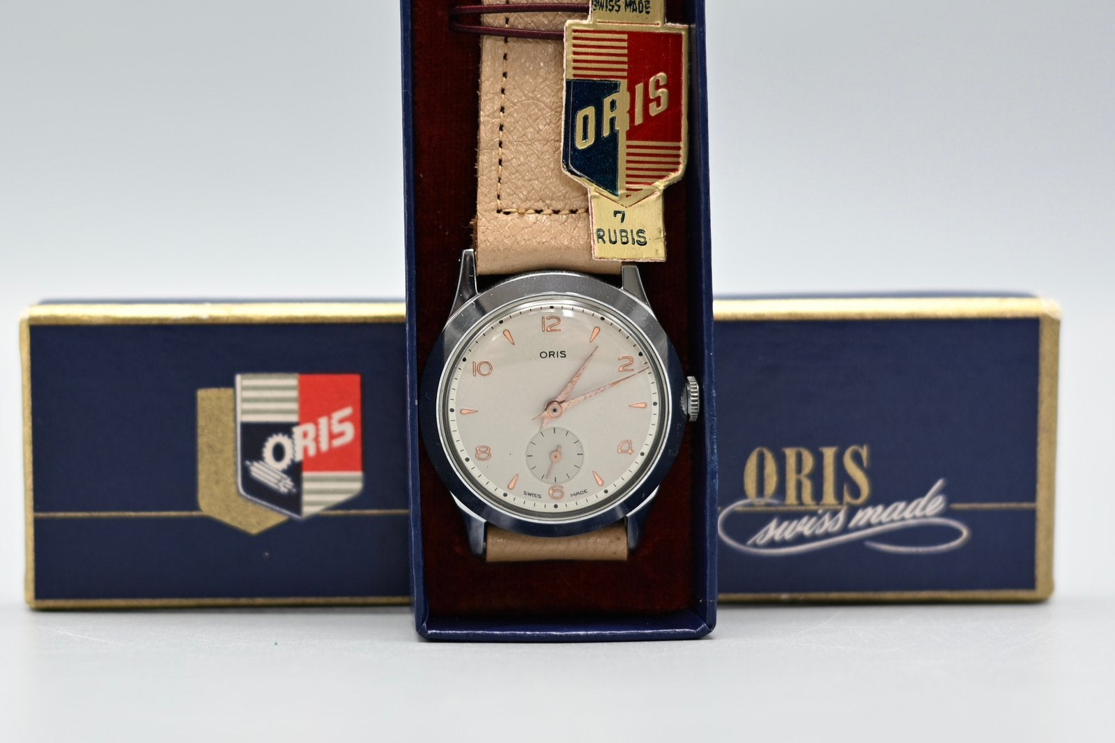 Oris Sub Second – New Old Stock (NOS), ca. 1940-1950, Overige merken, Leer, Staal, Polshorloge