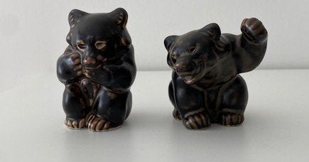 Royal Copenhagen Knud Kyhn 2 decoratieve beren 1940's, Verzenden, Zo goed als nieuw, Dier