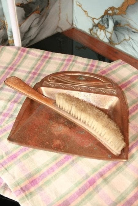 Antiek/Vintage Koperen of Messing Stoffer & Blik, Antiek en Kunst, Ophalen of Verzenden, Koper