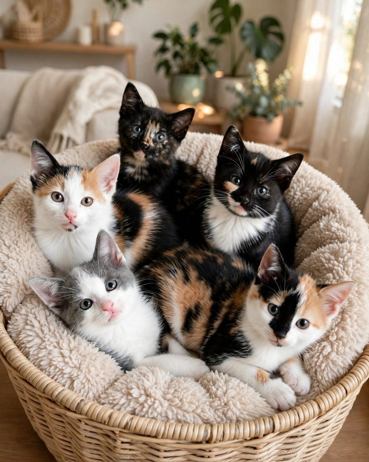 5 lieve, en gezonde kittens grijze, schildpad en lapjes💕, Meerdere dieren, Kortharig, 0 tot 2 jaar