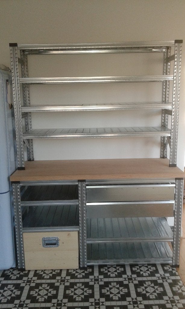 Unieke keukenkast industriele uitstraling van staal maatwerk, Huis en Inrichting, Ophalen, 200 cm of meer, Nieuw, 50 tot 100 cm