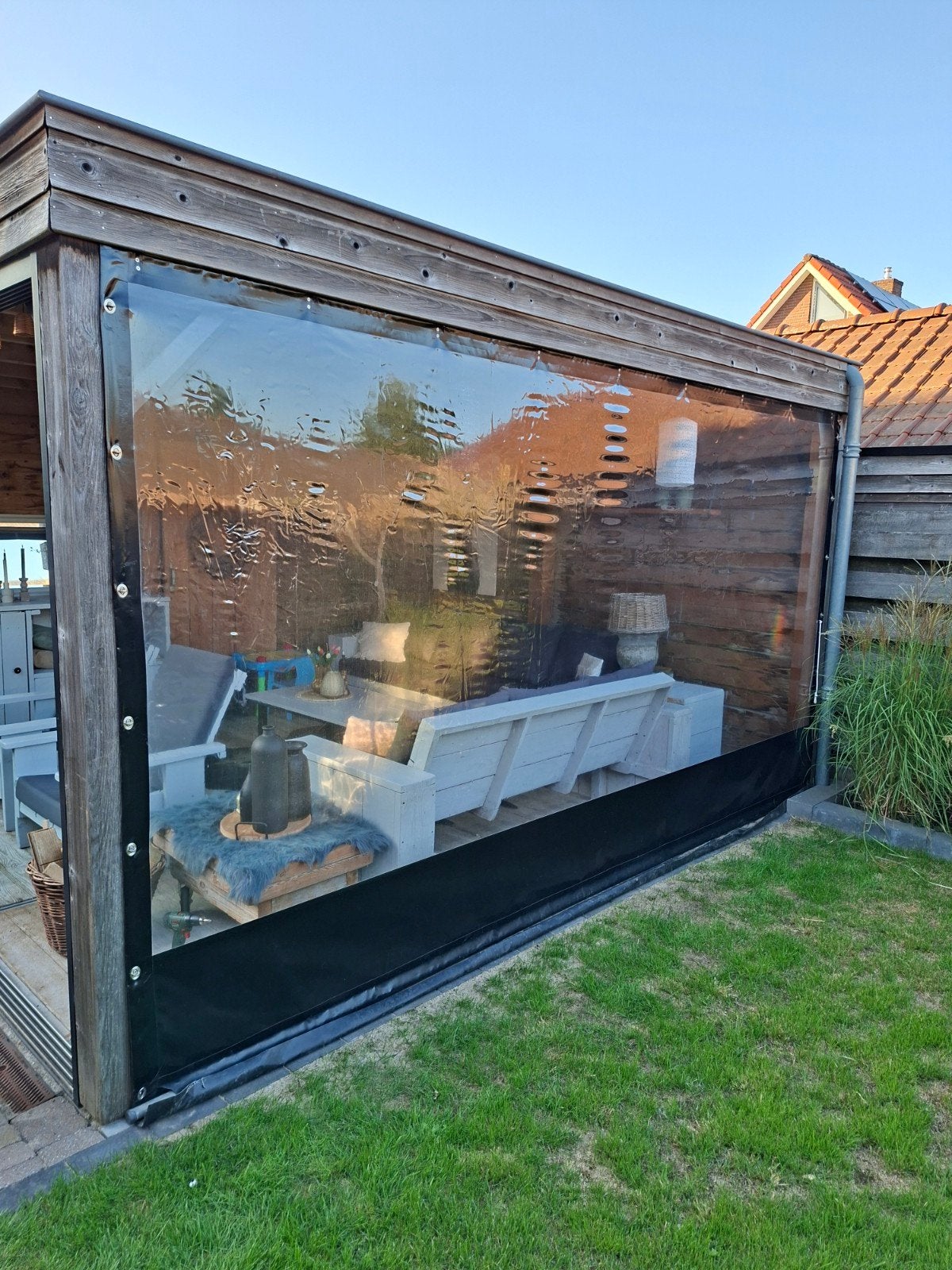 Doorzichtige harmonica zijwand voor overkapping, Tuin en Terras, Overkappingen, Ophalen, Veranda