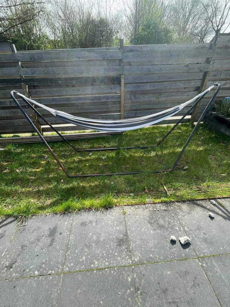Comfortabele hangmat met standaard (gebruikt), Tuin en Terras, Droogmolens en Wasrekken, Ophalen, Zo goed als nieuw, Droogmolen