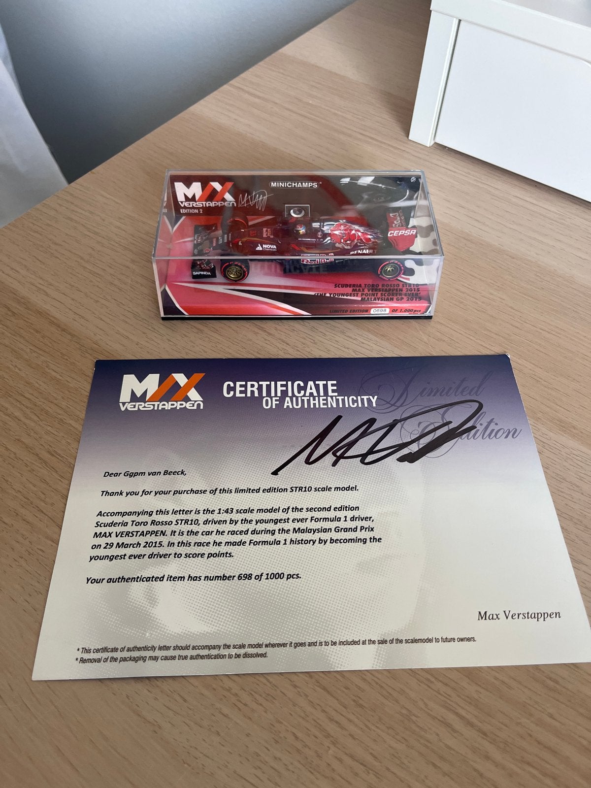 Max Verstappen Minichamps STR10 2015 Limited Edition, Ophalen, Nieuw, Auto, MiniChamps