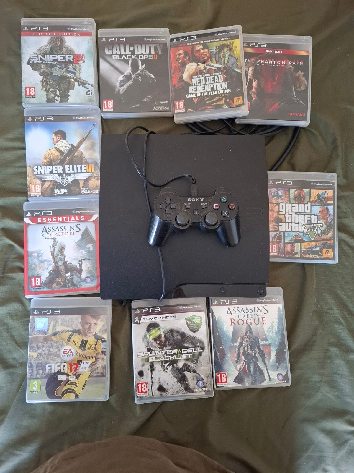 PS3 Slim Console met Controller en 9 Games, Ophalen, Gebruikt, Vanaf 18 jaar, Overige genres