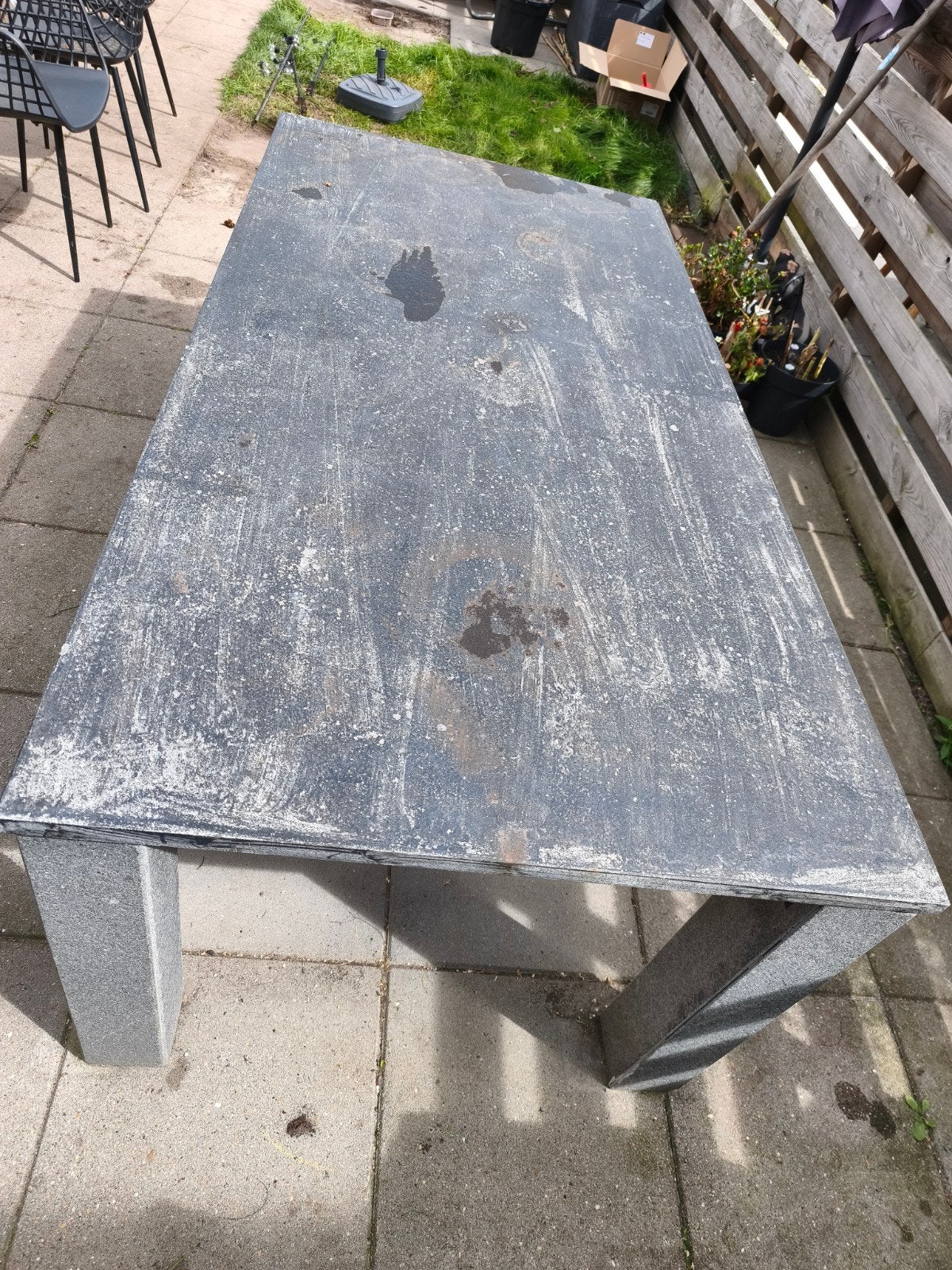 Robuuste tuintafel van natuursteen, Ophalen, Gebruikt, Rechthoekig, Overige materialen