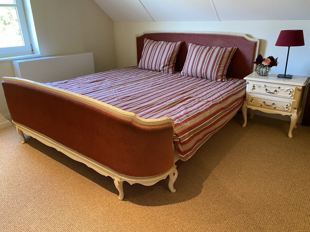 Vintage, brocante bed Queen Ann / Louis XV, Ophalen, Gebruikt, Tweepersoons, Overige maten