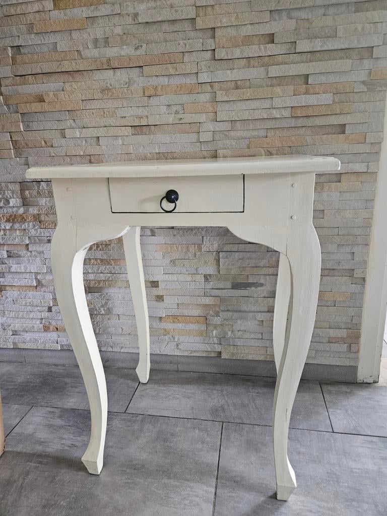 Charmante crèmekleurige bijzettafel met lade, Huis en Inrichting, Tafels | Bijzettafels, Ophalen, Gebruikt, Landelijk, romantisch, barok, brocante