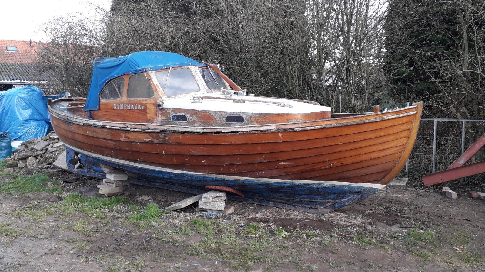 Te koop houten boot, Benzine, Overige merken, Gebruikt, Binnenboordmotor