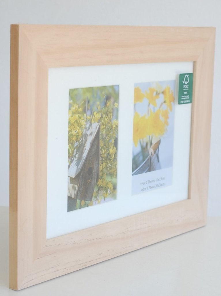 Houten fotolijst voor 2 foto's (10x15cm) of 1 foto (20x30cm), Audio, Tv en Foto, Beige, Onbekend@voorbeeld.com, Hout, Verzenden