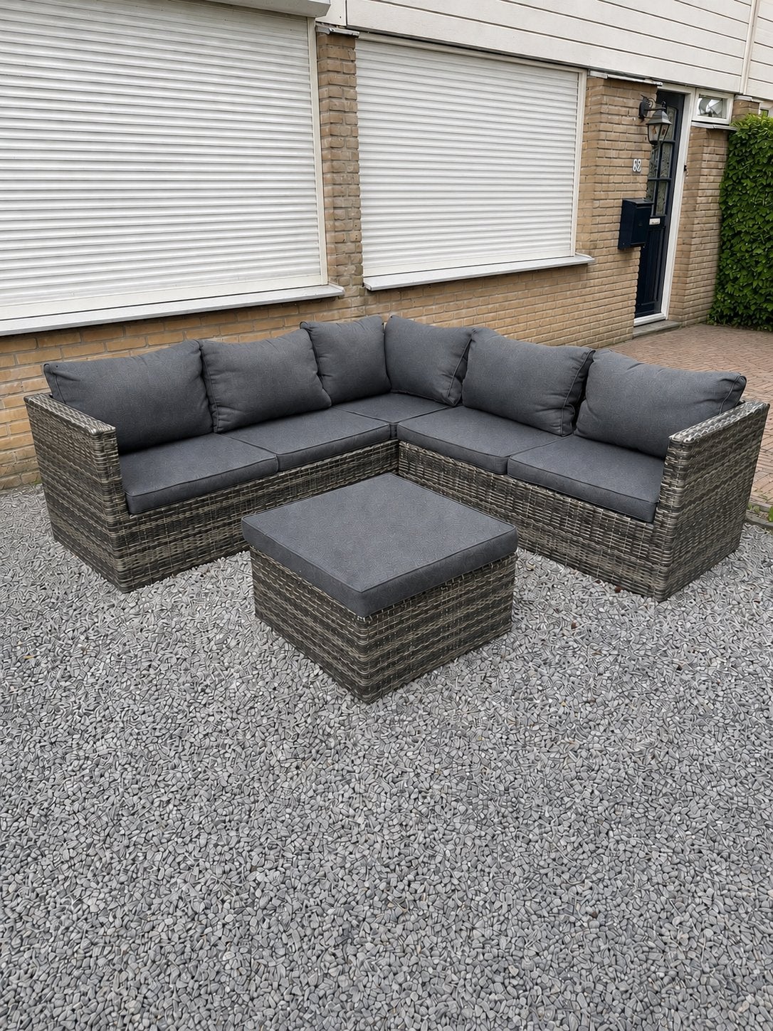 Loungeset 5 personen met hoes, Tuin en Terras, Ophalen, 5 zitplaatsen, Gebruikt, Loungeset