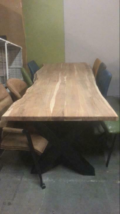 Boomstam tafel 240x100 met x poot of u poot, Ophalen, Nieuw