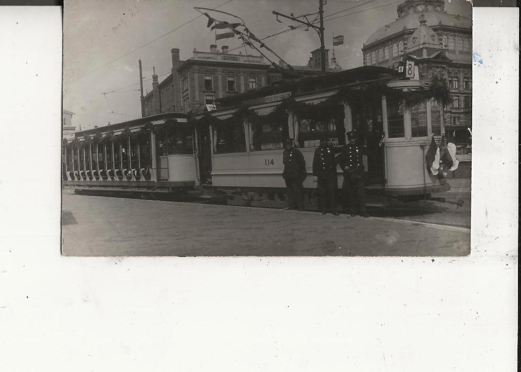 Scheveningen Lijn 8 met Conducteurs voor Kurhaus Fotokaart, Verzamelen, Ophalen of Verzenden, 1920 tot 1940, Ongelopen, Zuid-Holland