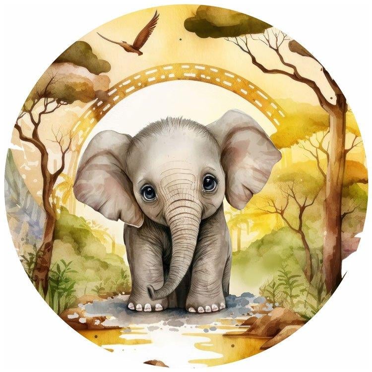 Baby Jungledieren Muurcirkel Olifantje - zelfklevend - mat, Verzenden, Nieuw, Wanddecoratie