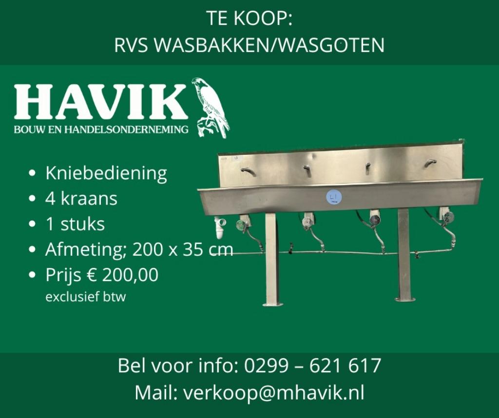 RVS wasbakken en wasgoten met en zonder kniebediening, Ophalen, Fortweg 3, Douche, Rvs