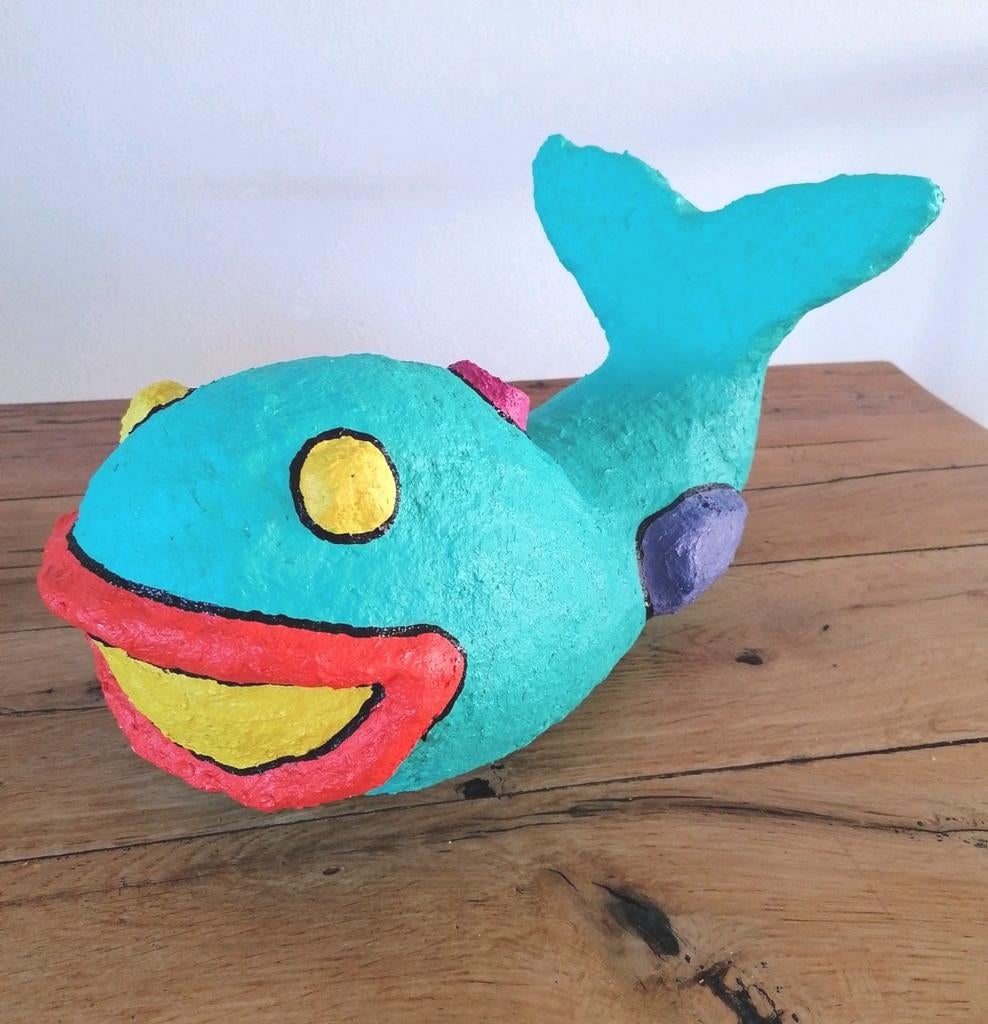 Beeld - Grote vis -  42 cm - Vrolijke kleuren, Ophalen of Verzenden, Overige typen