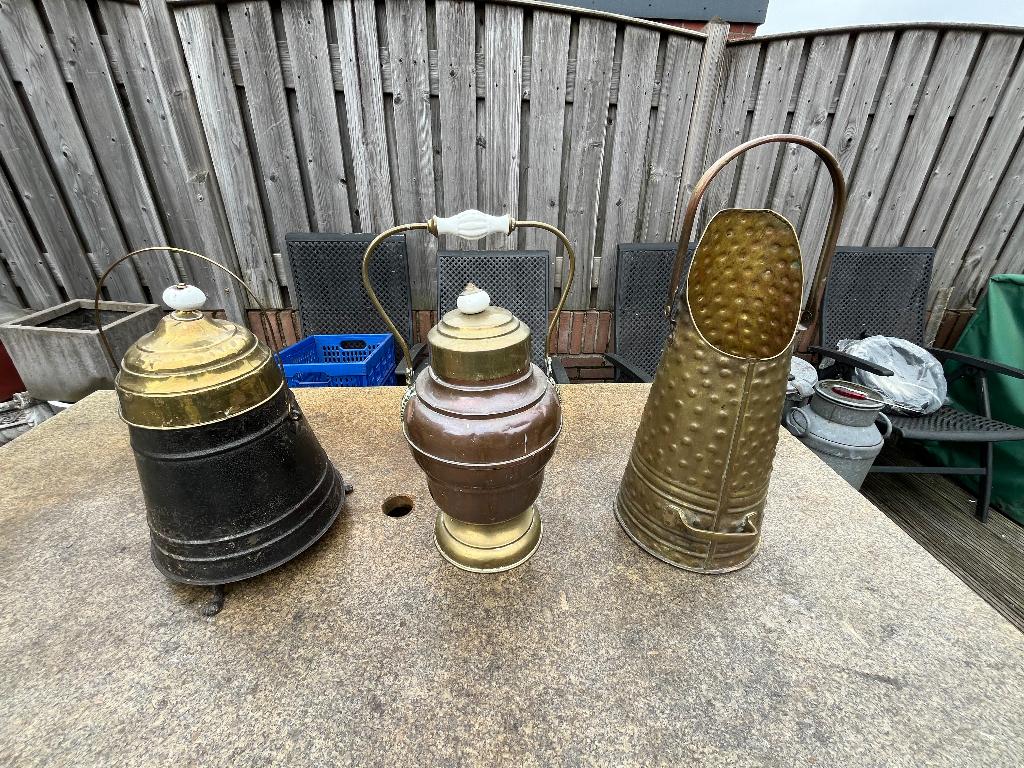 Antieke koperen kolenkit, kolenemmer, doofpot, asemmer, Ophalen of Verzenden, Koper