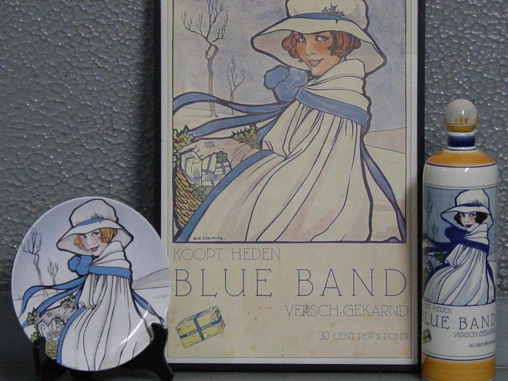 blueband bord kruik posterin gelijst, Gebruikt, Overige typen, Ophalen of Verzenden, Overige stijlen
