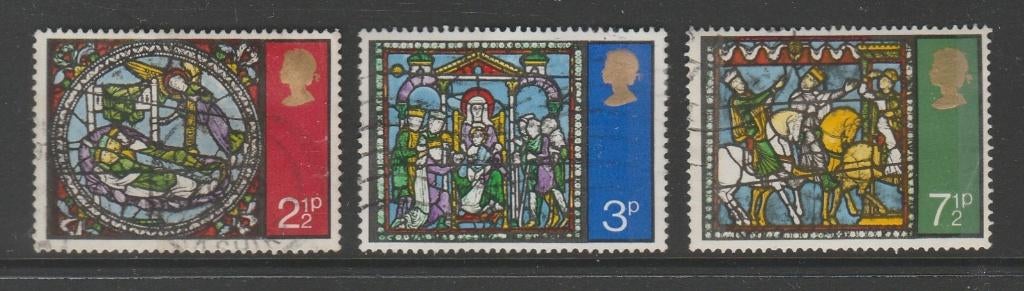 GB - Michelnr 587-589 - kerst 1971, glas-in-lood ramen, Ophalen of Verzenden, Gestempeld
