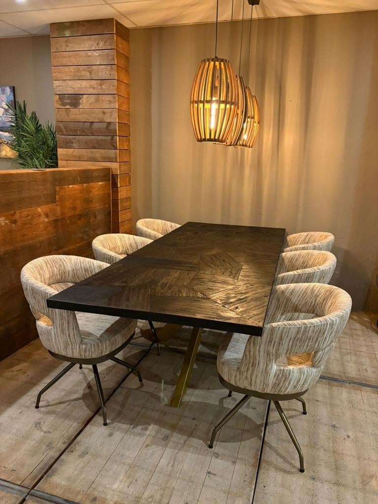 Zwarte teak tafel, Huis en Inrichting, Tafels | Eettafels, Ophalen, Teakhout, 50 tot 100 cm, Vijf personen of meer
